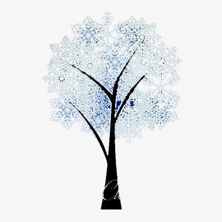 蓝色雪花树图片素材免抠