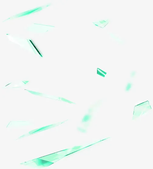 绿色玻璃碎片漂浮素材免抠