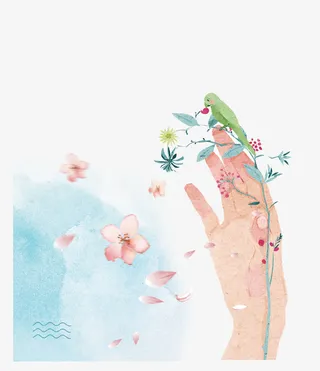 清新唯美手绘花朵插画免抠