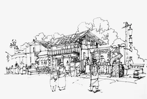 手绘贵州仡佬族文化街免抠