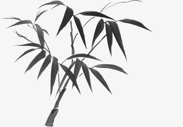 黑色水墨竹子免抠
