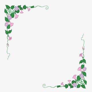 手绘牵牛花花边装饰免抠