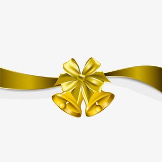 金色铃铛飘带素材免抠