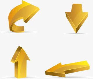矢量手绘立体金色箭头免抠