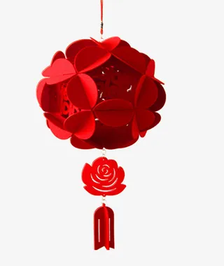 绒布圆球中国结挂饰免抠