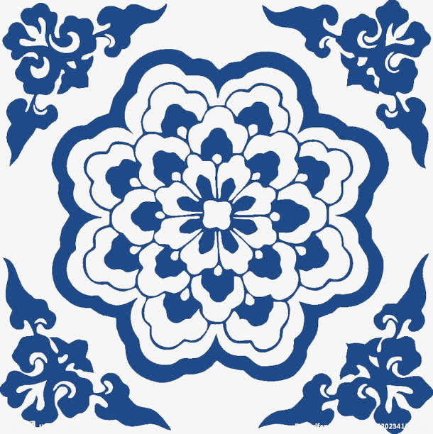 青花瓷花纹免抠