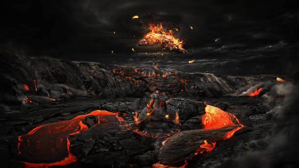 火山壮观恐怖电影宣传免抠