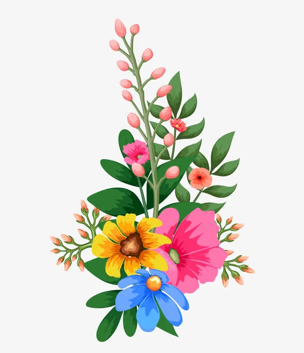彩色花朵装饰素材免抠