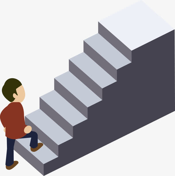 卡通手绘商务人士爬楼免抠