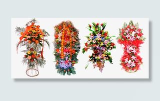 四种开业花篮素材背景免抠