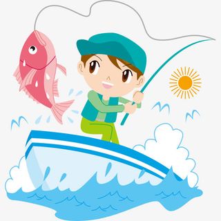 钓鱼的小孩免抠