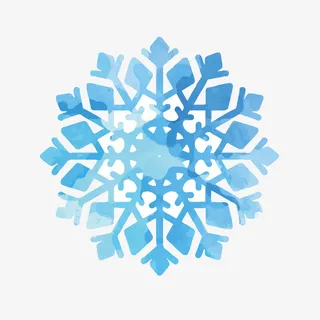 蓝色手绘雪花效果图免抠