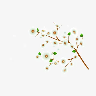 春天卡通清新桃花树枝免抠