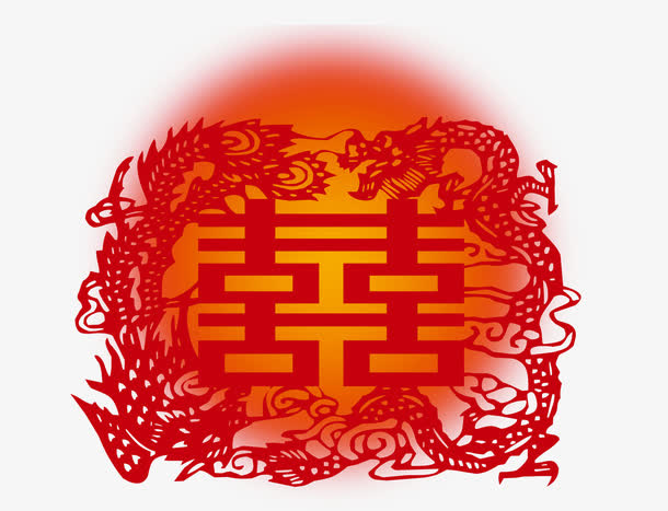 红色喜庆喜帖免抠