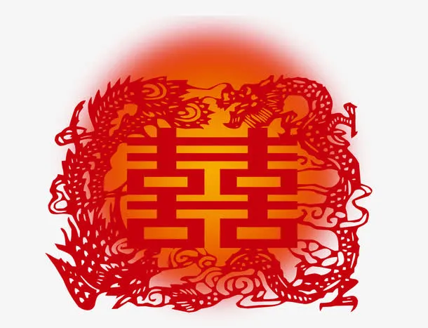 红色喜庆喜帖免抠