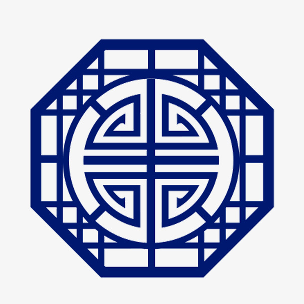 中国风蓝色寿棱格免抠