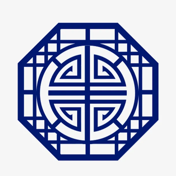 中国风蓝色寿棱格免抠