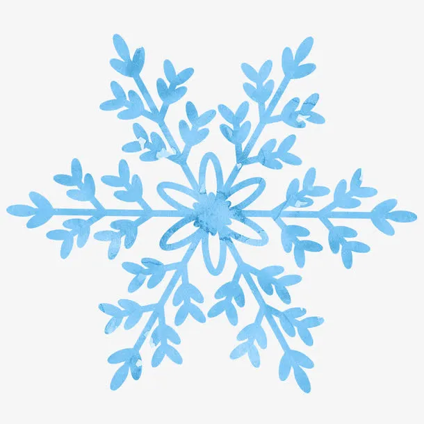 蓝色水墨雪花免抠