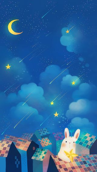 卡通可爱兔子夜景平面广告高清