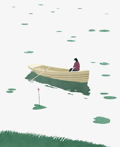 水面上坐着人的船免抠