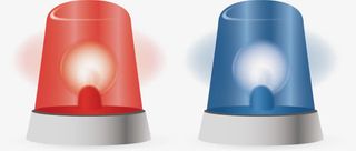 矢量手绘蓝色和红色的警灯免抠