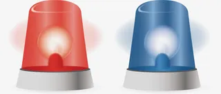 矢量手绘蓝色和红色的警灯免抠