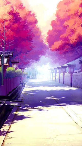 动漫世界红枫叶林海报背景免抠背景H5背景元素