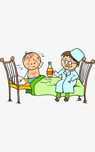 漫画风儿童医院宝宝吃药免抠