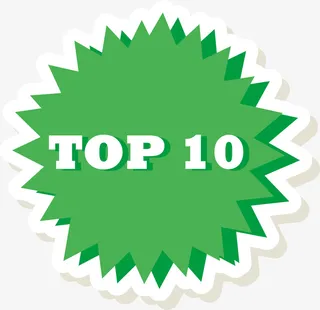 绿色简约TOP10排名锯齿标签免抠