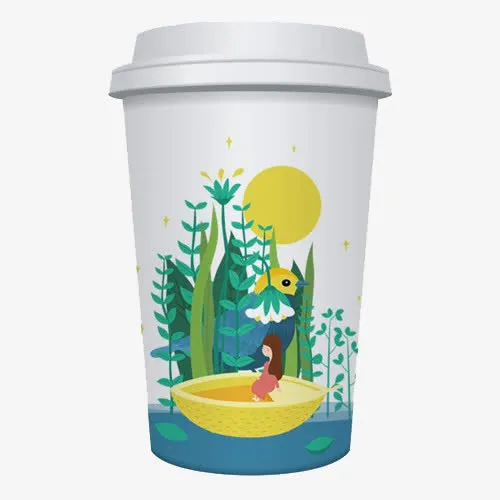 纸杯奶茶插画免抠