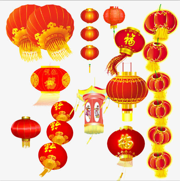 红灯笼矢量免抠