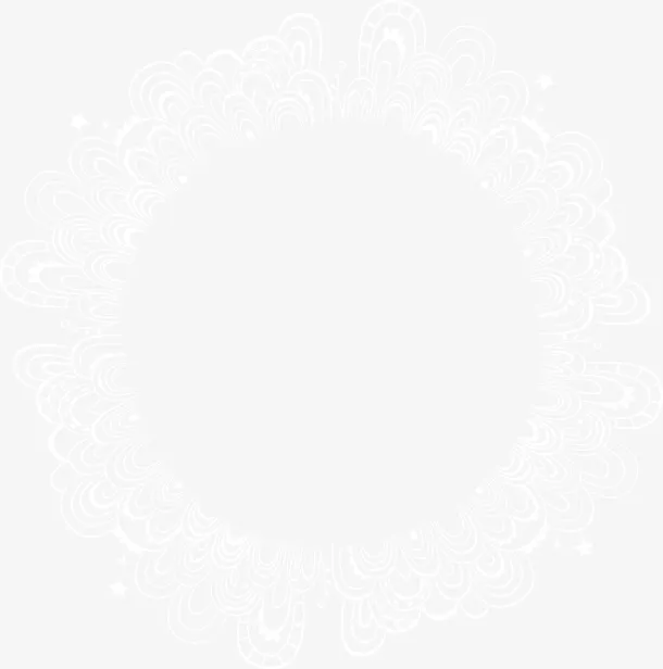 手绘白色圆形装饰免抠