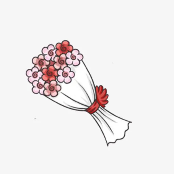 卡通手绘美丽的花束免抠