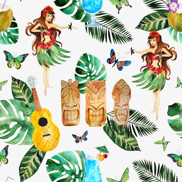 夏威夷元素底纹免抠