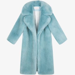 天蓝色皮草免抠