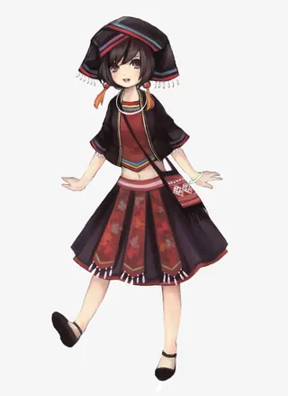 壮族卡通少女元素免抠