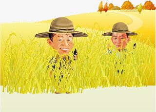 麦地里割麦子的农民免抠