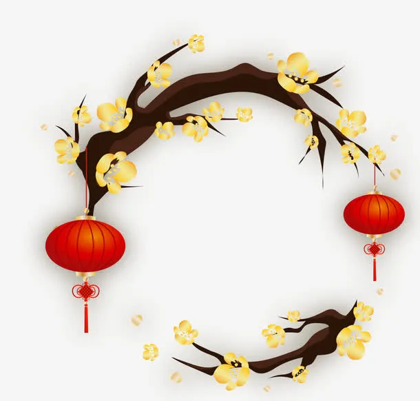 梅花灯笼边框免抠