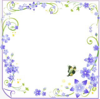 蓝色花朵边框免抠