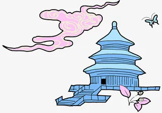简笔画天坛故宫手绘免抠