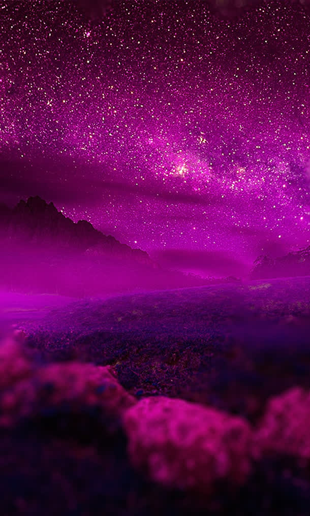 唯美紫色繁星夜空星空免抠