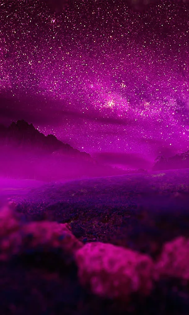 唯美紫色繁星夜空星空免抠