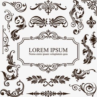 复古花纹边框矢量装饰纹样免抠
