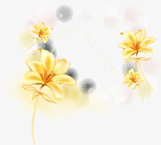 梦幻黄色花朵免抠