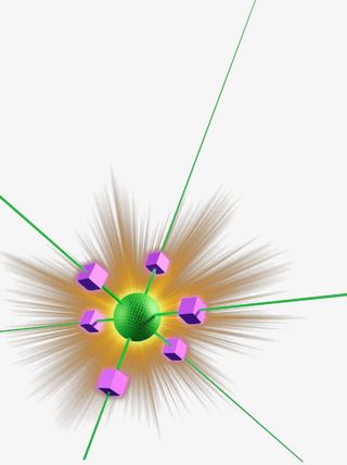 绿色几何穿透射线免抠