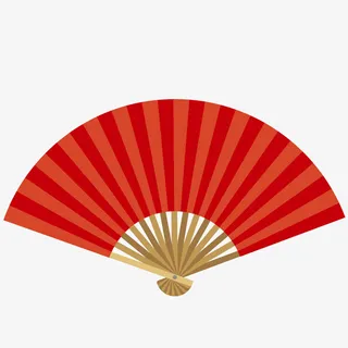 红色扇子免抠