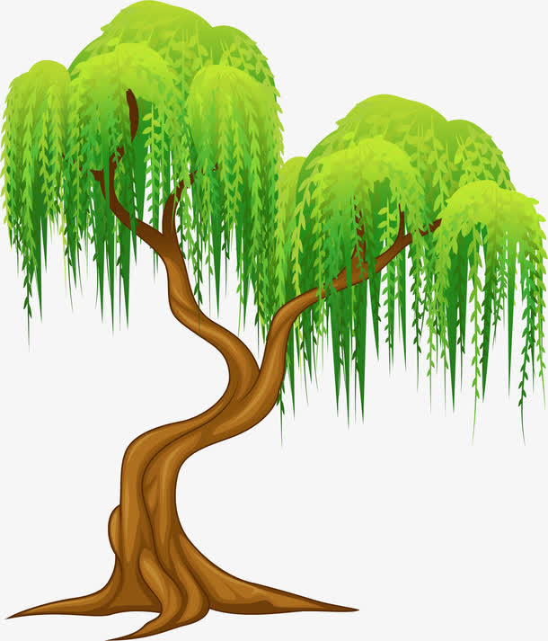 卡通柳树图案免抠