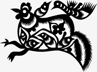 矢量骑在母鸡上面的小鸡剪纸1免抠