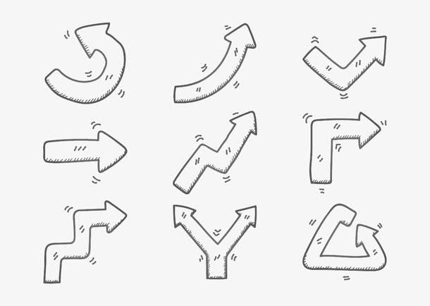 简笔画箭头免抠图标元素
