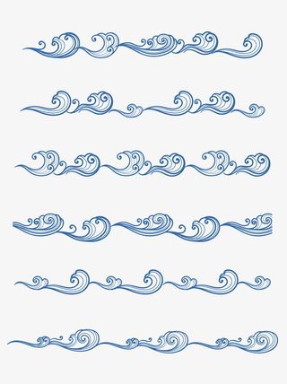 日系浮世绘海浪免抠